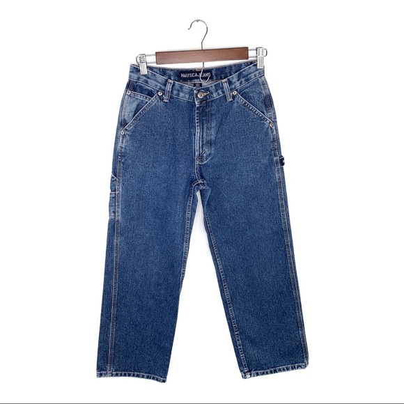 Vintage y2k kids 12 carpenter cargo denim blue jeans - Picture 1 of 6